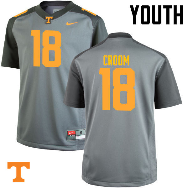 Youth #18 Jason Croom Tennessee Volunteers College Football Jerseys-Gray